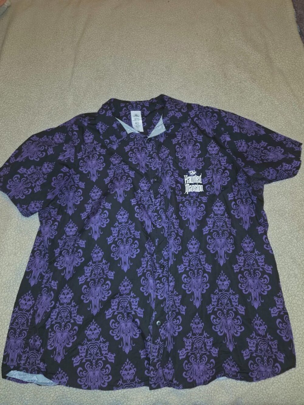 DisneyParks The Haunted Mansion Wallpaper Woven Camp Shirt Size 3XLarge